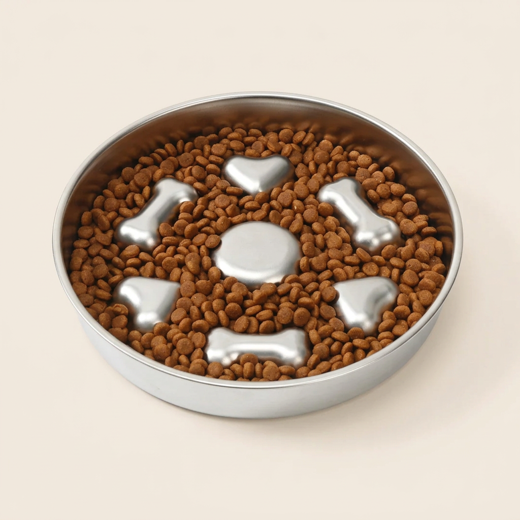 Stainless steel slow feeding pet bowl